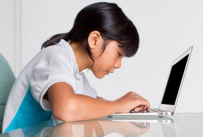 Young child studying English online